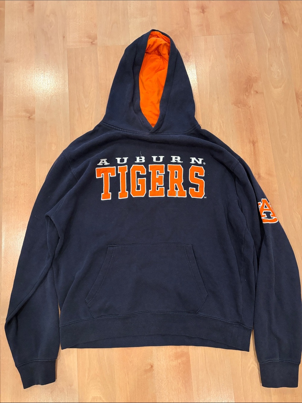 Stadium Athletics Navy Hoodie with Orange Lining Auburn Tigers size large